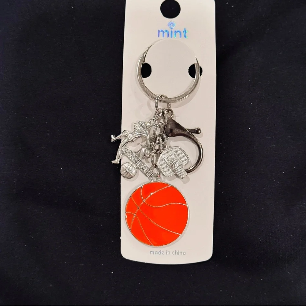 BAG CHARM NWT Basketball Charm Keychain Gold Tone